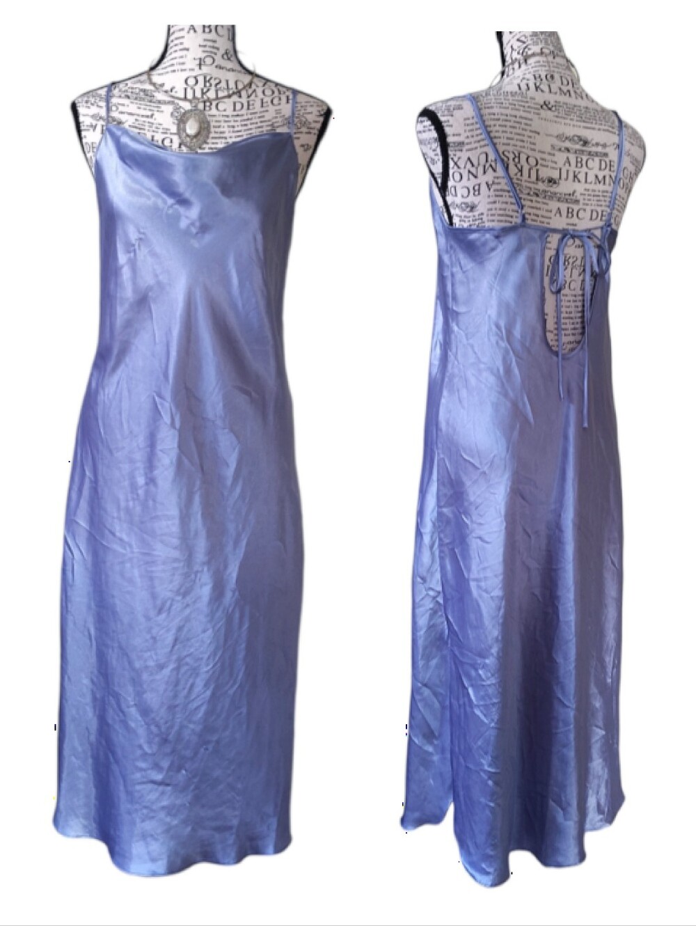 VTG 90s Purple Satin Midi Slip Dress with Side Slits Medium Y2K Boudoir